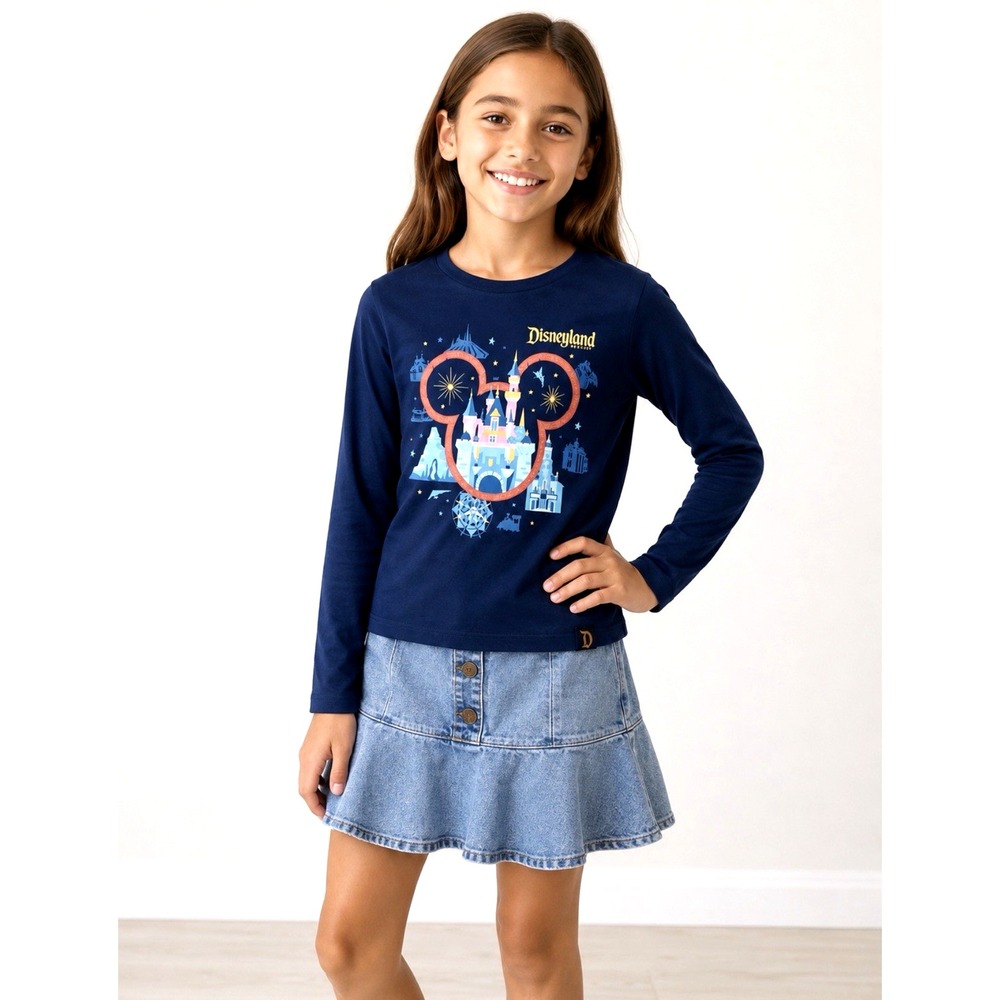 NEW! Disney  Castle Disneyland Resort Print Tee Shirt Girls SZ L
